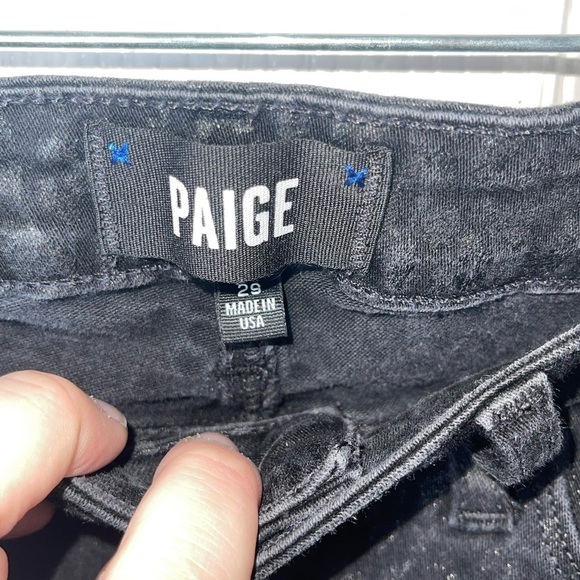 PAIGE x REVOLVE Black Hoxton Ultra Skinny Metallic Leopard Print Size 29 - Picture 6 of 9